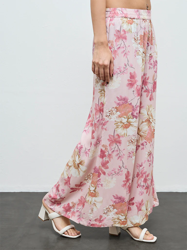 Zuba Pink Floral Printed Pants