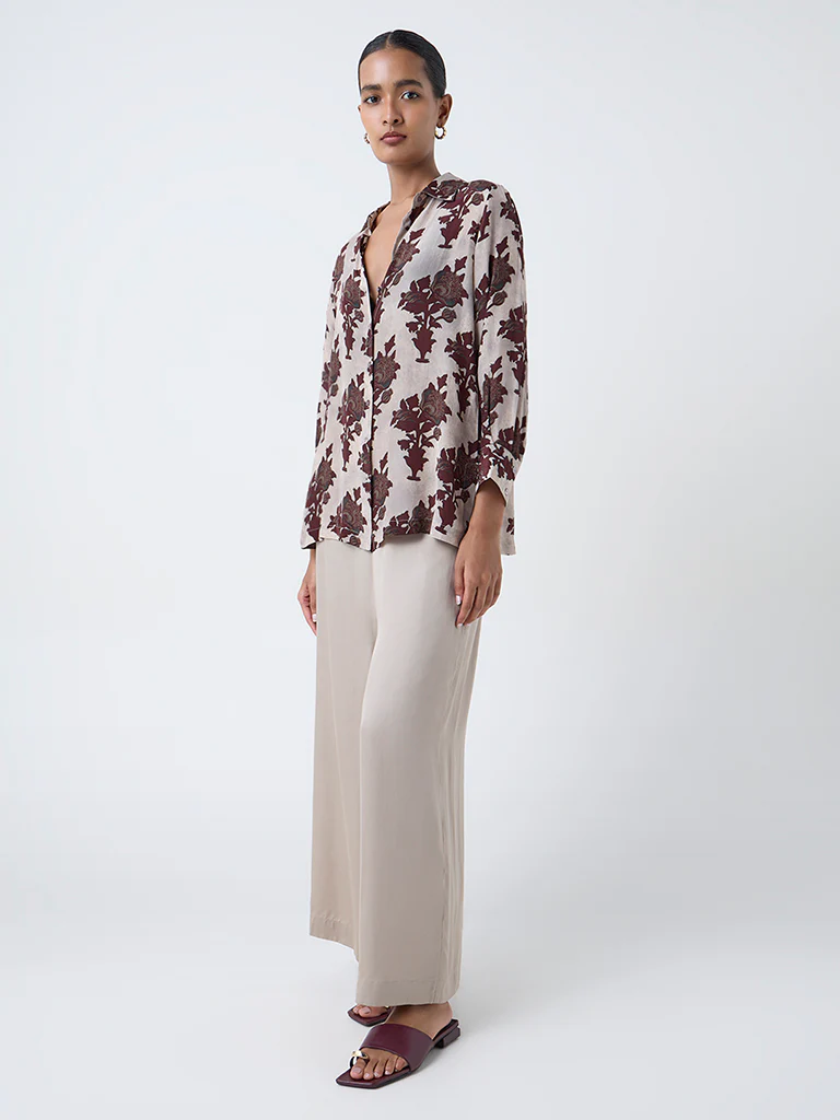 Zuba Taupe Solid Palazzos - Image 2