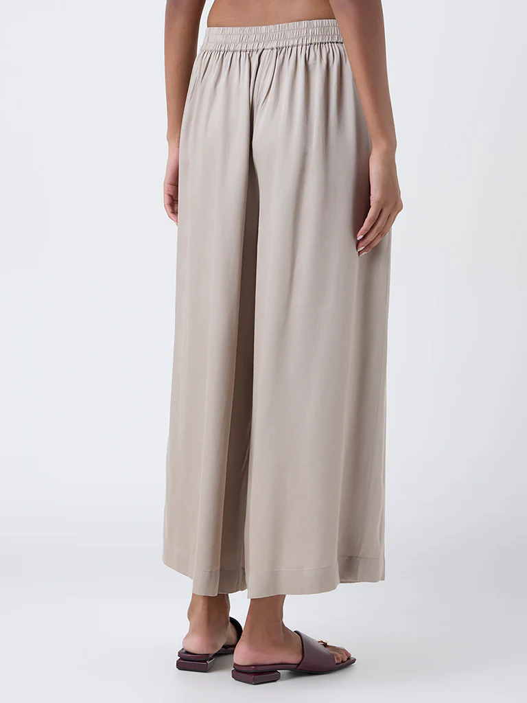 Zuba Taupe Solid Palazzos - Image 4