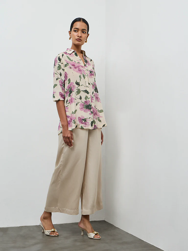 Zuba Taupe Solid Pants - Image 2