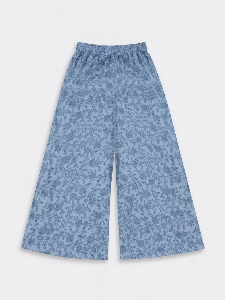 Zuba Wardrobe Blue Floral Printed Palazzos - Image 6