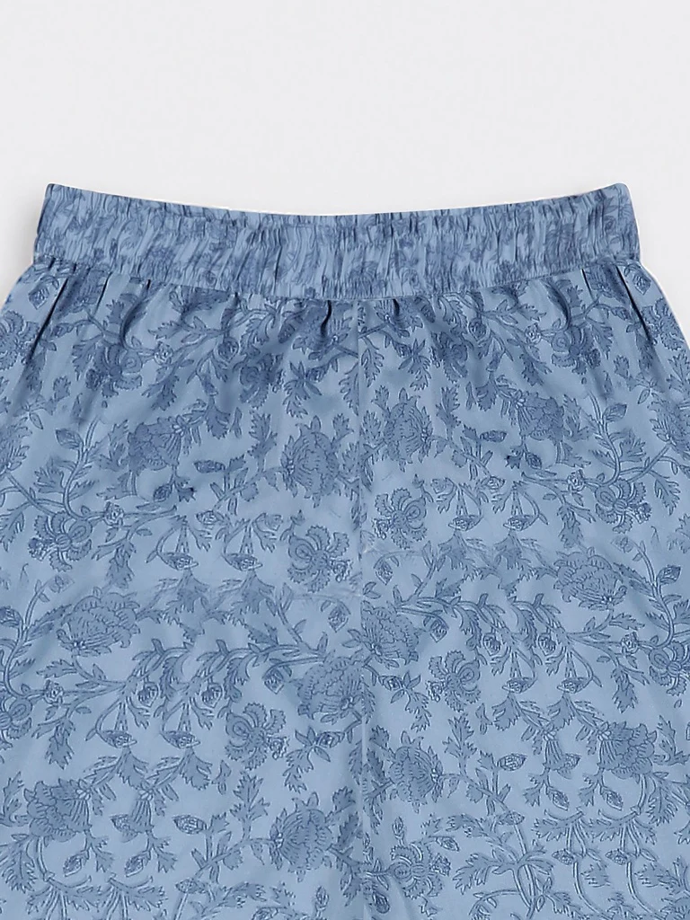 Zuba Wardrobe Blue Floral Printed Palazzos - Image 7