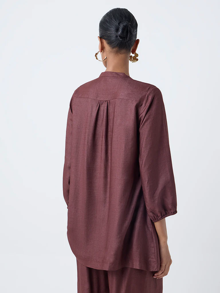 Zuba Wine Embroidered Tunic - Image 4