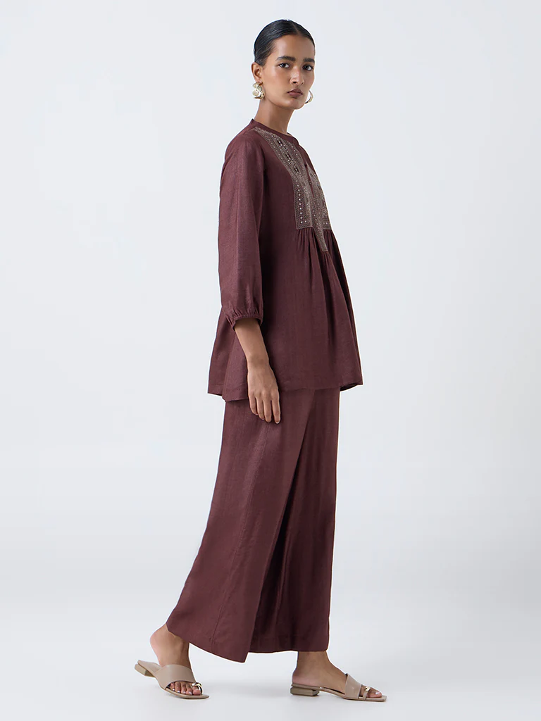 Zuba Wine Solid Palazzos - Image 2