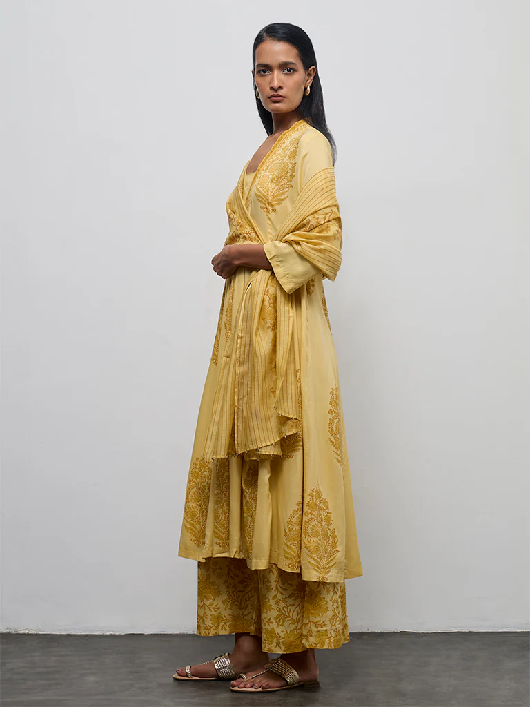 Zuba Yellow Floral Printed Palazzos - Image 2